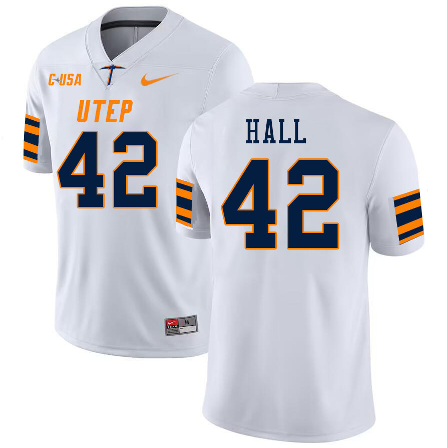 Men-Youth #42 Jake Hall UTEP Miners 2023 College Football Jerseys Stitched-White